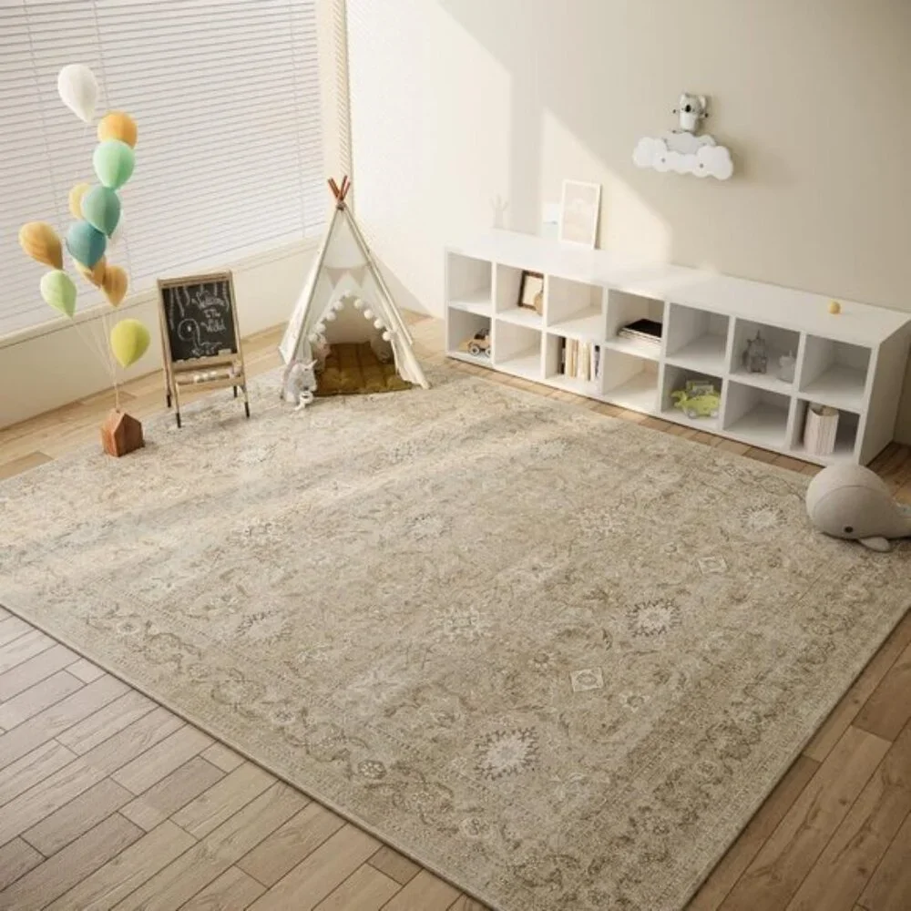 New 5x7 Boho Washable Area Rug, Vintage Tribal Non-Slip Soft Carpet for Home